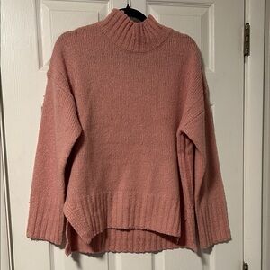 Magaschoni Soft Wool Rose Turtleneck Sweater